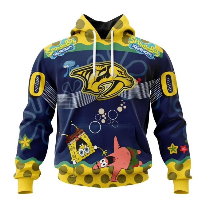 NHL Nashville Predators, Specialized Jersey With Spongebob Graphic Hoodie