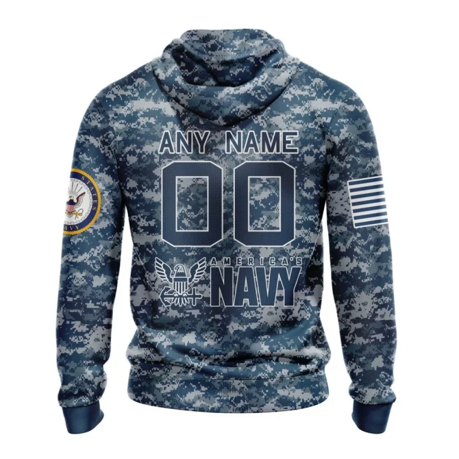 NHL New Jersey Devils Honor Us Navy Veterans Graphic Hoodie - Image 2