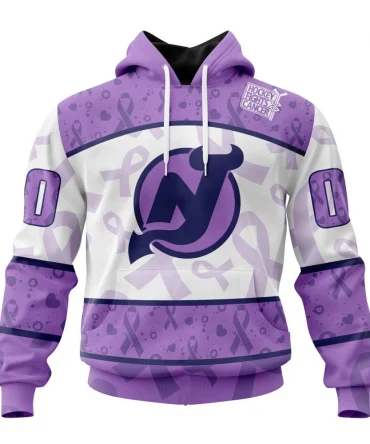 NHL New Jersey Devils Special Lavender Fight Cancer Graphic Hoodie