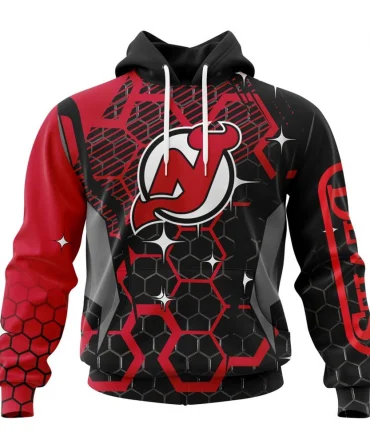 NHL New Jersey Devils, Specialized Design With Motocross Syle Graphic Hoodie