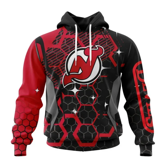 NHL New Jersey Devils, Specialized Design With Motocross Syle Graphic Hoodie