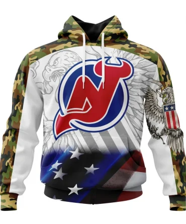 NHL New Jersey Devils, Specialized Design With Our America Flag And Our America Eagle Graphic Hoodie
