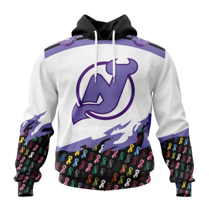 NHL New Jersey Devils, Specialized Kits In October We Stand Together We Can Beat Cancer Graphic Hoodie