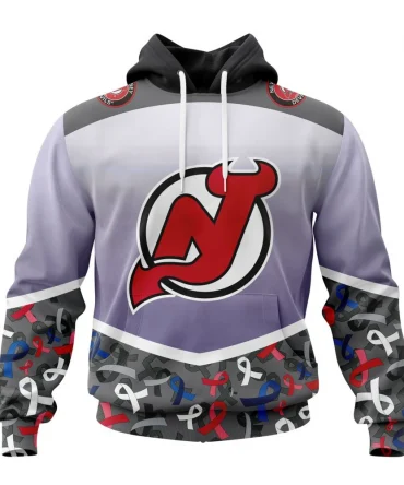NHL New Jersey Devils, Specialized Sport Fights Again All Cancer Graphic Hoodie