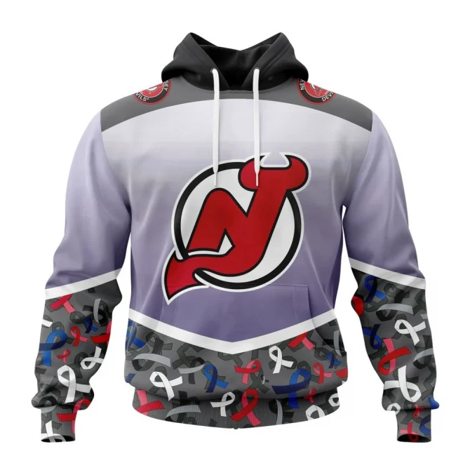 NHL New Jersey Devils, Specialized Sport Fights Again All Cancer Graphic Hoodie