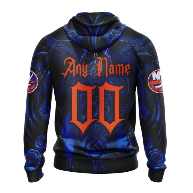 NHL New York Islanders Special Design With Skull Art Graphic Hoodie - Image 2