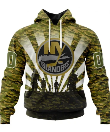 NHL New York Islanders Special Military Camo Kits For Veterans Day And Rememberance Day Graphic Hoodie