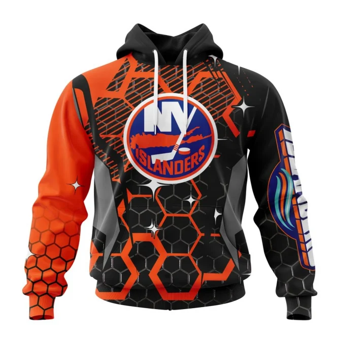 NHL New York Islanders, Specialized Design With Motocross Syle Graphic Hoodie