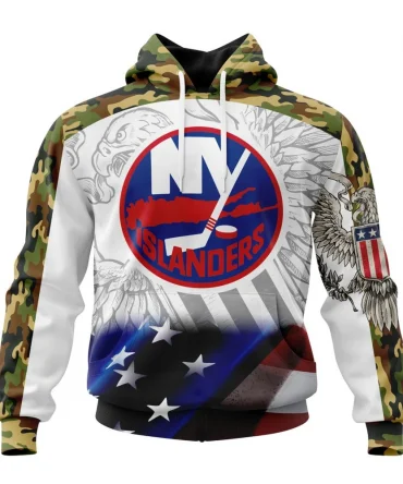 NHL New York Islanders, Specialized Design With Our America Flag And Our America Eagle Graphic Hoodie