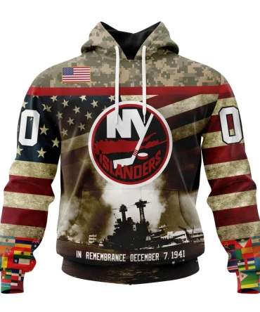 NHL New York Islanders, Specialized Unisex Kits Remember Pearl Harbor Graphic Hoodie