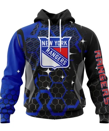 NHL New York Rangers, Specialized Design With Motocross Syle Graphic Hoodie
