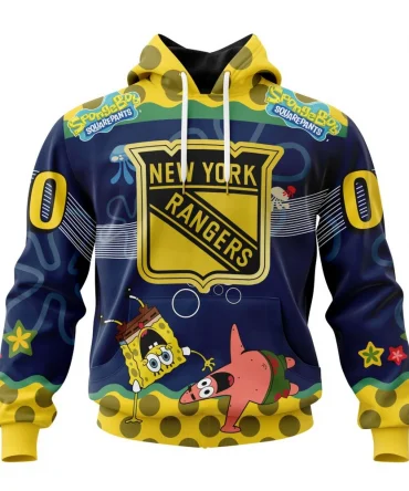 NHL New York Rangers, Specialized Jersey With Spongebob Graphic Hoodie