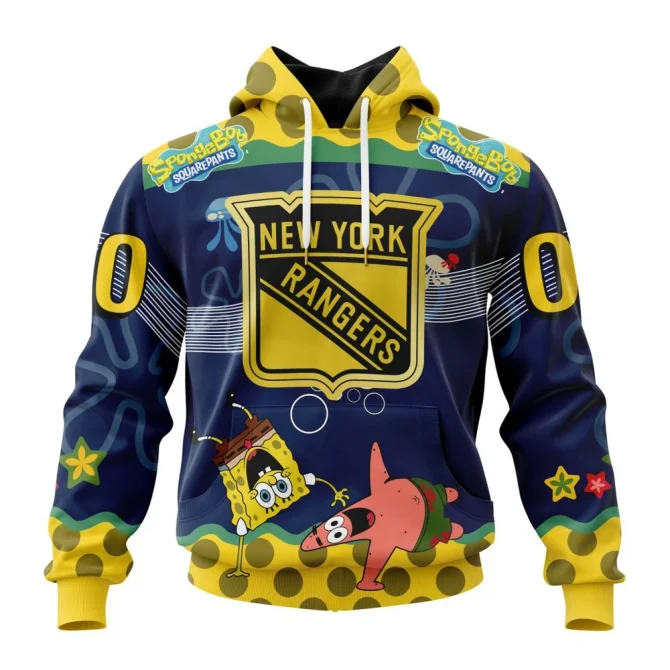 NHL New York Rangers, Specialized Jersey With Spongebob Graphic Hoodie