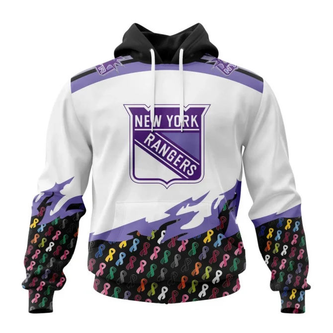 NHL New York Rangers, Specialized Kits In October We Stand Together We Can Beat Cancer Graphic Hoodie