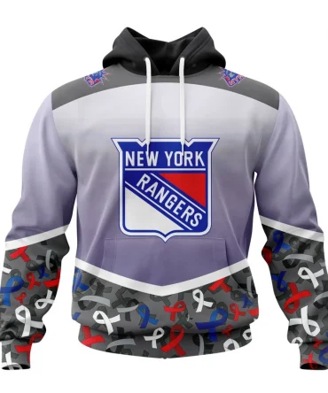 NHL New York Rangers, Specialized Sport Fights Again All Cancer Graphic Hoodie