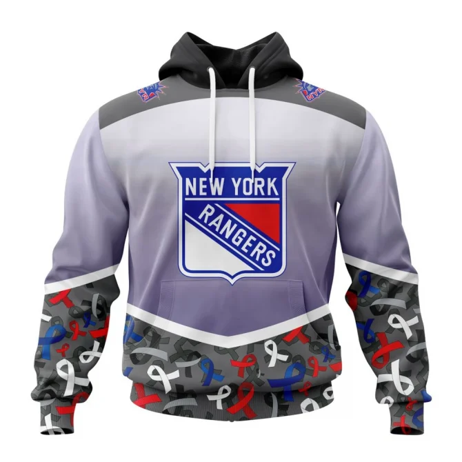 NHL New York Rangers, Specialized Sport Fights Again All Cancer Graphic Hoodie