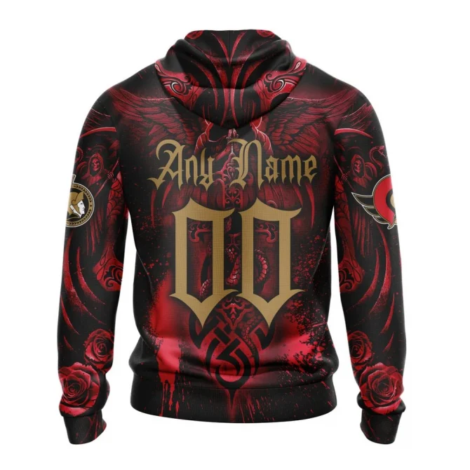 NHL Ottawa Senators Special Design With Skull Art Graphic Hoodie - Image 2