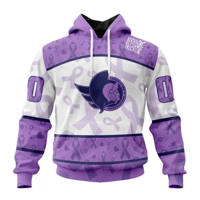 NHL Ottawa Senators Special Lavender Fight Cancer Graphic Hoodie