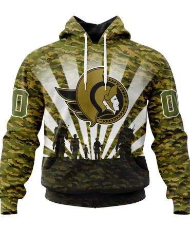 NHL Ottawa Senators Special Military Camo Kits For Veterans Day And Rememberance Day Graphic Hoodie