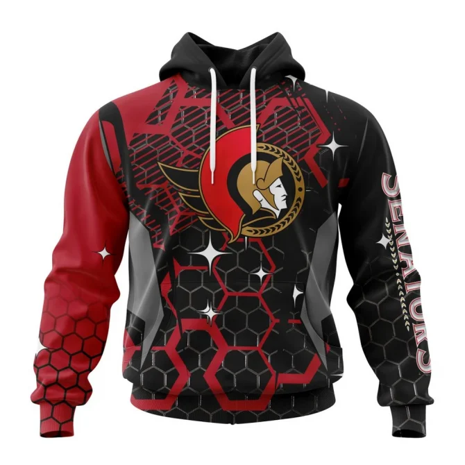 NHL Ottawa Senators, Specialized Design With Motocross Syle Graphic Hoodie