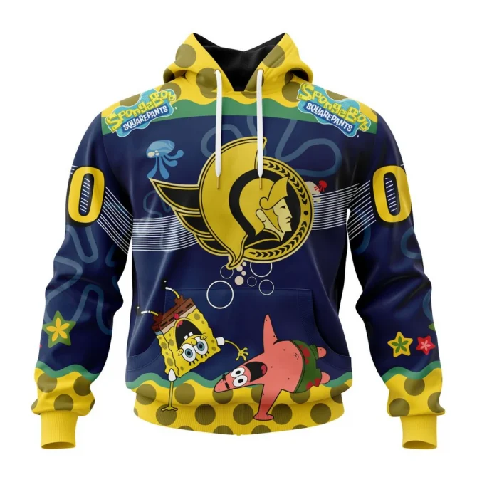 NHL Ottawa Senators Specialized Jersey With Spongebob Graphic Hoodie