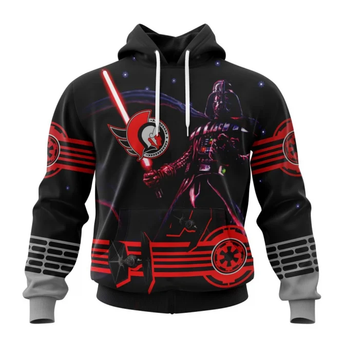 NHL Ottawa Senators, Specialized Starwar Darth Vader Version Jersey Graphic Hoodie