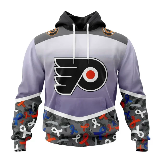 NHL Philadelphia Flyers, Specialized Sport Fights Again All Cancer Graphic Hoodie