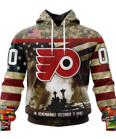 NHL Philadelphia Flyers, Specialized Unisex Kits Remember Pearl Harbor Graphic Hoodie
