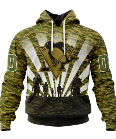 NHL Pittsburgh Penguins Special Military Camo Kits For Veterans Day And Rememberance Day Graphic Hoodie