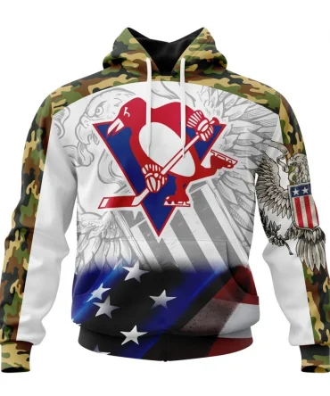 NHL Pittsburgh Penguins, Specialized Design With Our America Flag And Our America Eagle Graphic Hoodie