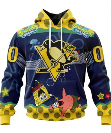 NHL Pittsburgh Penguins, Specialized Jersey With Spongebob Graphic Hoodie