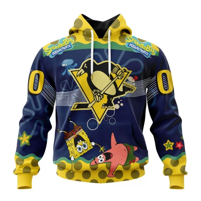 NHL Pittsburgh Penguins, Specialized Jersey With Spongebob Graphic Hoodie