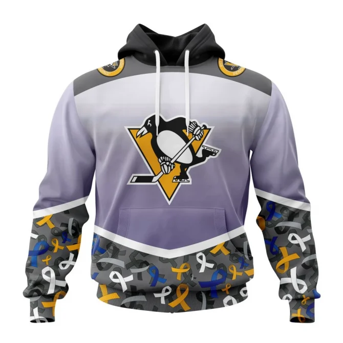 NHL Pittsburgh Penguins, Specialized Sport Fights Again All Cancer Graphic Hoodie