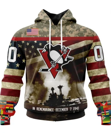 NHL Pittsburgh Penguins, Specialized Unisex Kits Remember Pearl Harbor Graphic Hoodie