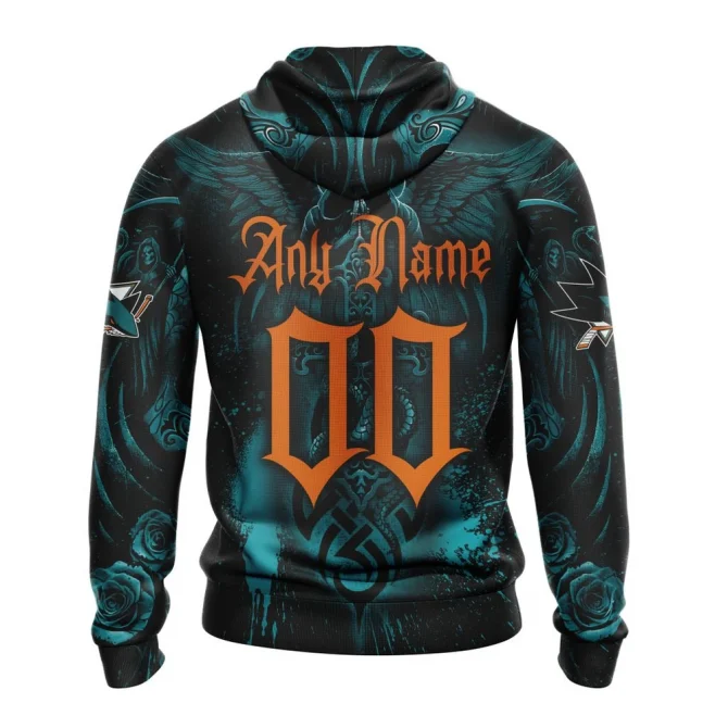 NHL San Jose Sharks Special Design With Skull Art Graphic Hoodie - Image 2