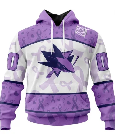 NHL San Jose Sharks Special Lavender Fight Cancer Graphic Hoodie