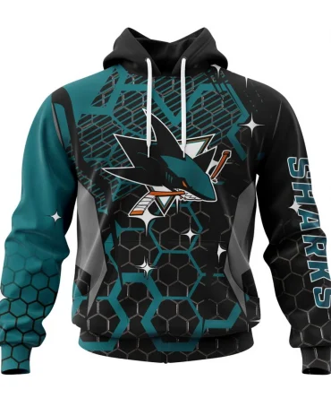 NHL San Jose Sharks, Specialized Design With Motocross Syle Graphic Hoodie