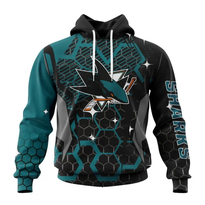 NHL San Jose Sharks, Specialized Design With Motocross Syle Graphic Hoodie