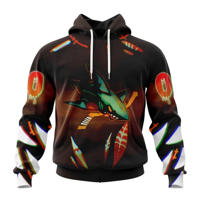 NHL San Jose Sharks, Specialized Jersey For Halloween Night Graphic Hoodie