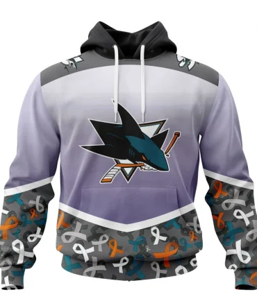 NHL San Jose Sharks, Specialized Sport Fights Again All Cancer Graphic Hoodie