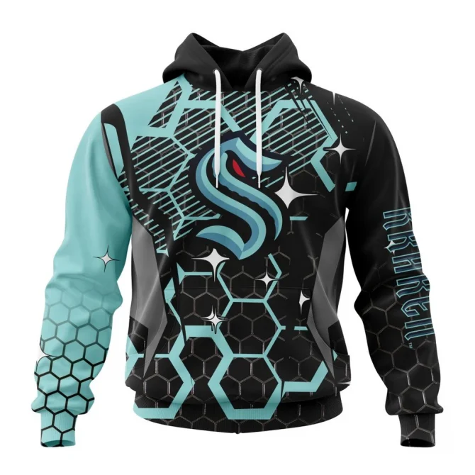 NHL Seattle Kraken, Specialized Design With Motocross Syle Graphic Hoodie