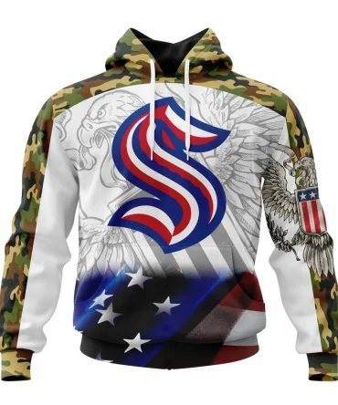 NHL Seattle Kraken, Specialized Design With Our America Flag And Our America Eagle Graphic Hoodie