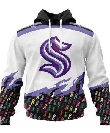 NHL Seattle Kraken, Specialized Kits In October We Stand Together We Can Beat Cancer Graphic Hoodie