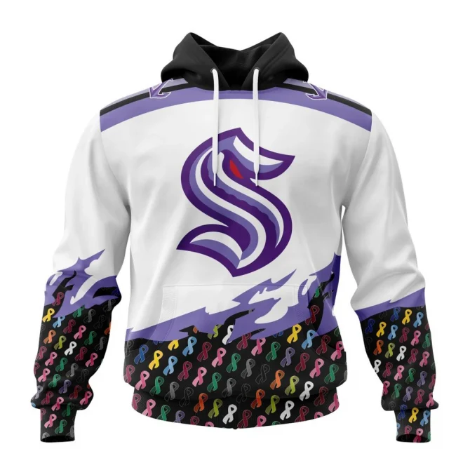 NHL Seattle Kraken, Specialized Kits In October We Stand Together We Can Beat Cancer Graphic Hoodie