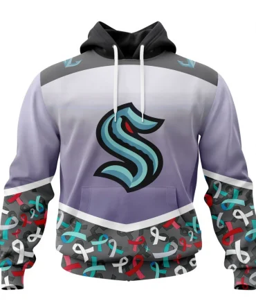 NHL Seattle Kraken, Specialized Sport Fights Again All Cancer Graphic Hoodie