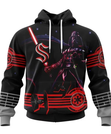 NHL Seattle Kraken, Specialized Starwar Darth Vader Version Jersey Graphic Hoodie