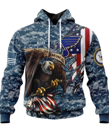 NHL St Louis Blues Honor Us Navy Veterans Graphic Hoodie
