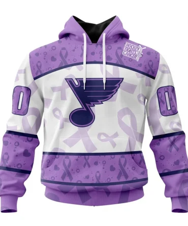 NHL St Louis Blues Special Lavender Fight Cancer Graphic Hoodie