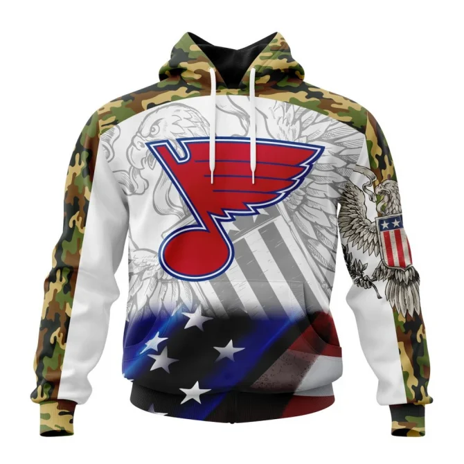 NHL St. Louis Blues, Specialized Design With Our America Flag And Our America Eagle Graphic Hoodie