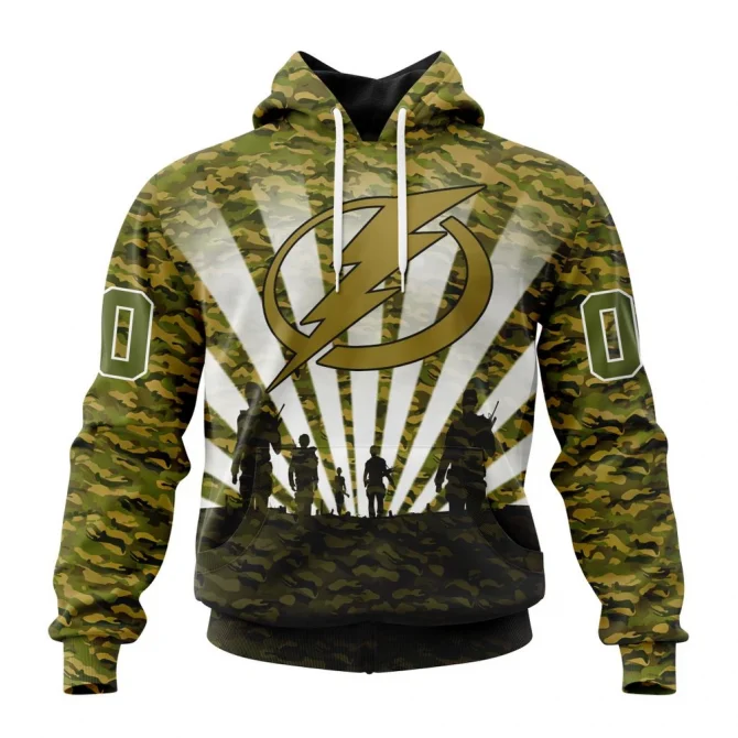 NHL Tampa Bay Lightning Special Military Camo Kits For Veterans Day And Rememberance Day Graphic Hoodie